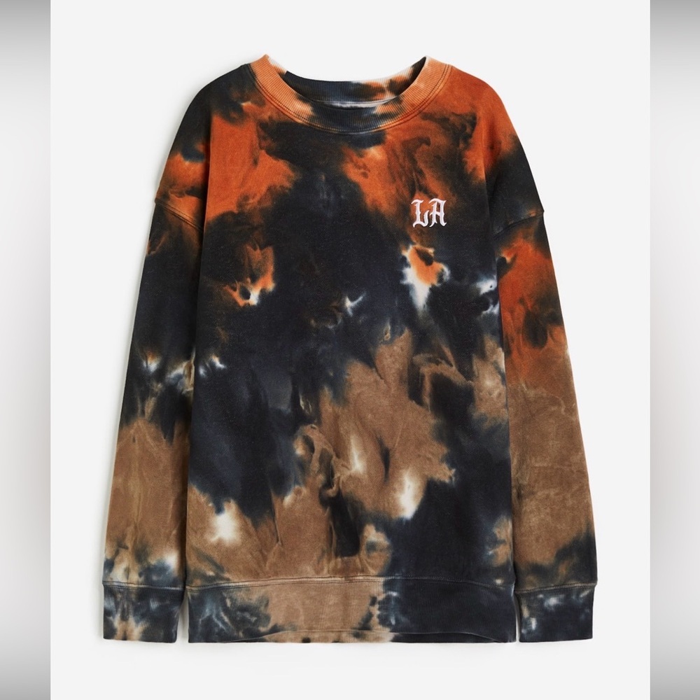 H&M‎ Youth LA Tie-Dye Sweatshirt - Black/Orange - Size 16/18 (XL)